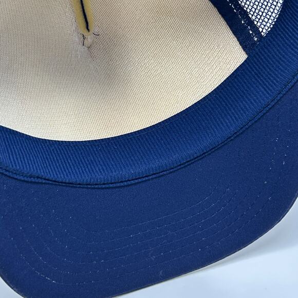 Vintage 80s US Navy Trucker Hat Cap USN Wings Anchors Military Snapback Blue - Picture 5 of 10